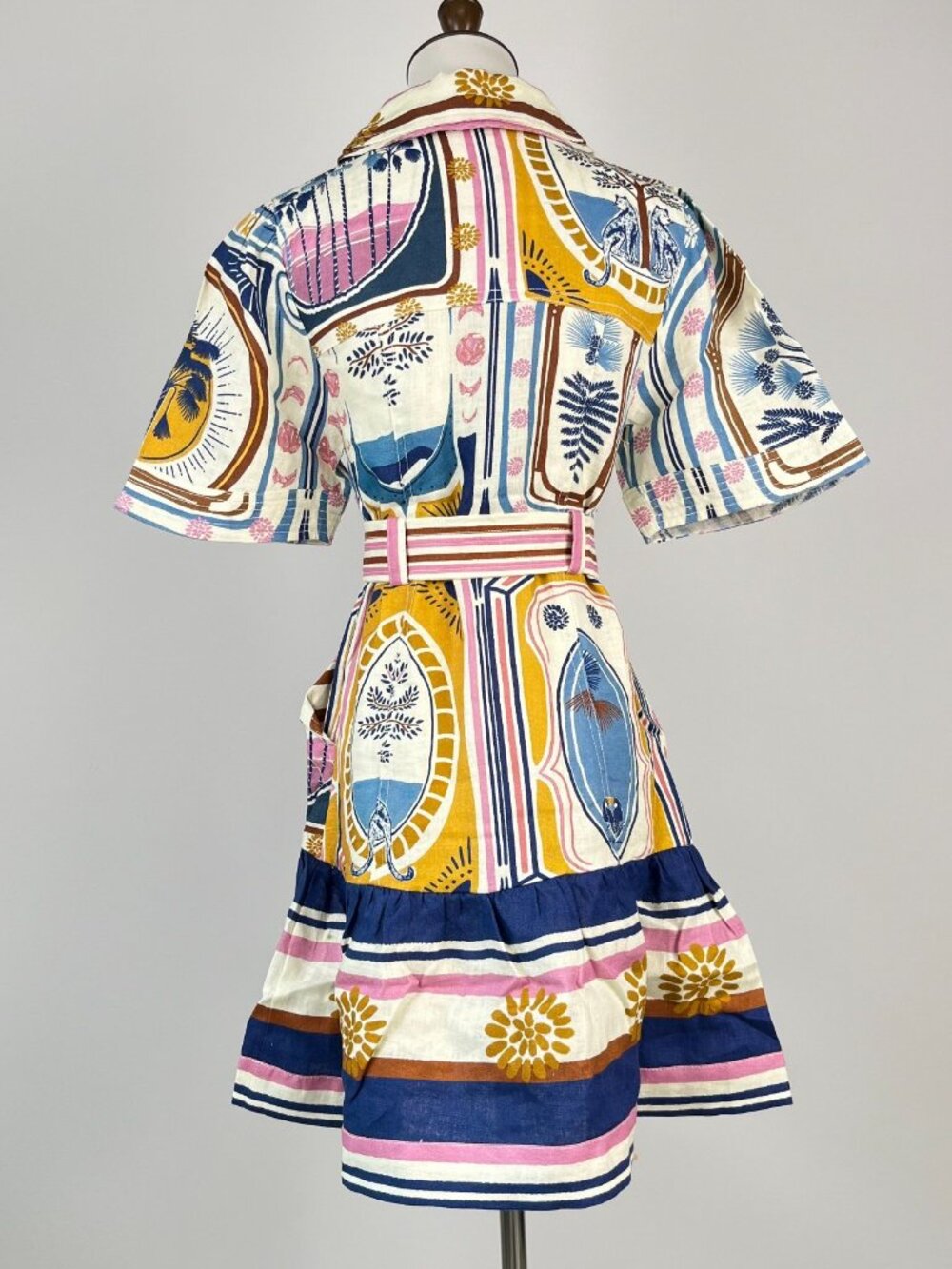 FARM Rio Multicolor Printed Mini Dress — Blue, Pink, Cream, Gold - Picture 8 of 16